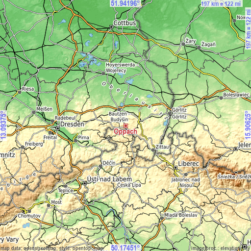 Topographic map of Oppach