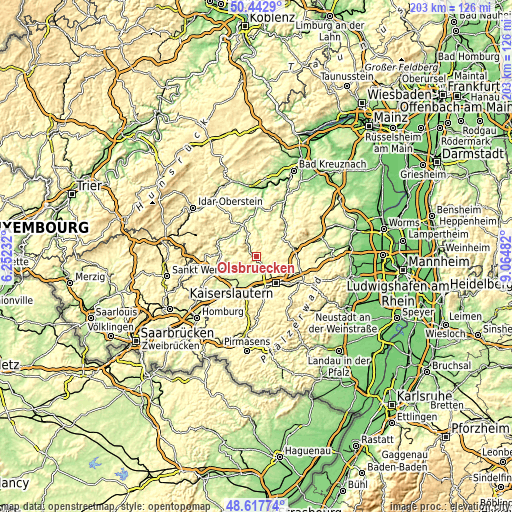 Topographic map of Olsbrücken