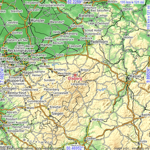 Topographic map of Olsberg
