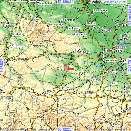 Topographic map of Oldisleben