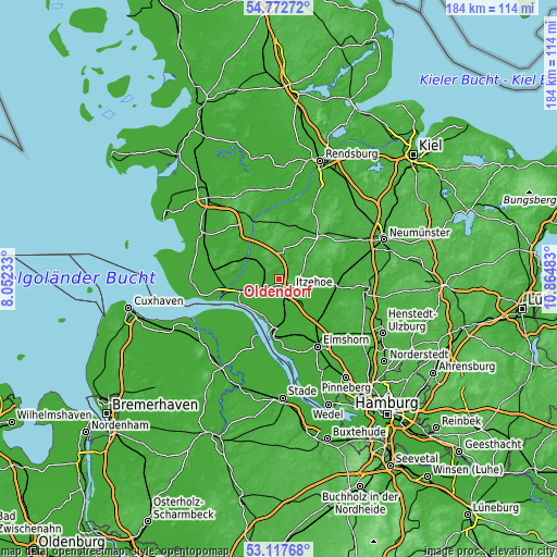 Topographic map of Oldendorf