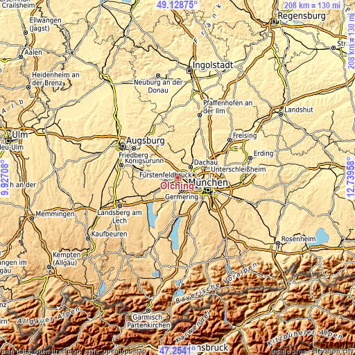 Topographic map of Olching