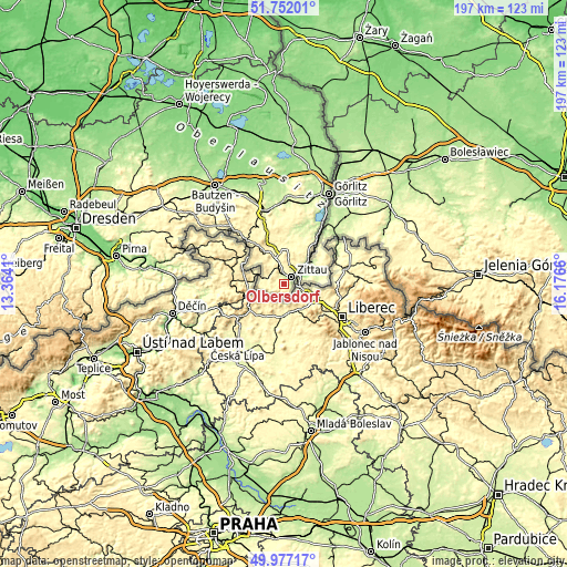 Topographic map of Olbersdorf