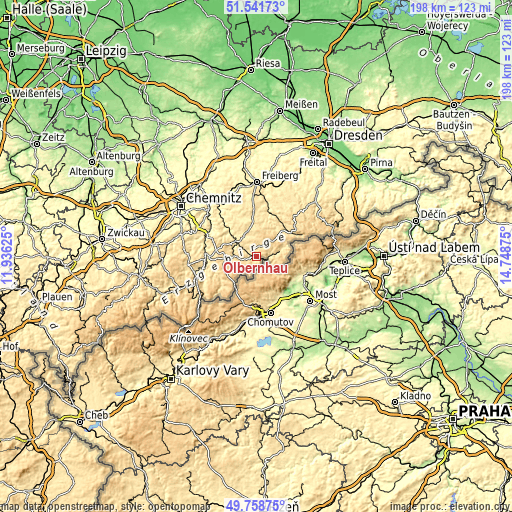 Topographic map of Olbernhau