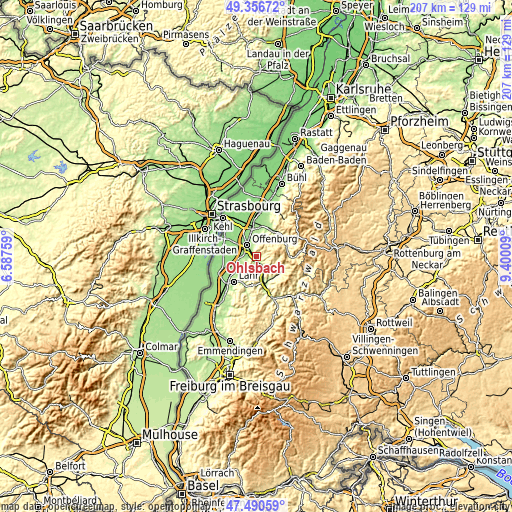 Topographic map of Ohlsbach