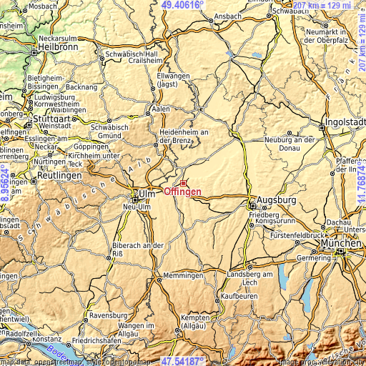 Topographic map of Offingen