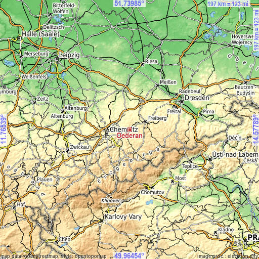 Topographic map of Oederan