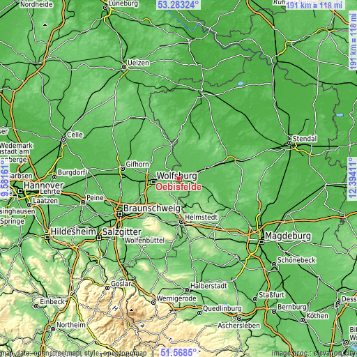 Topographic map of Oebisfelde