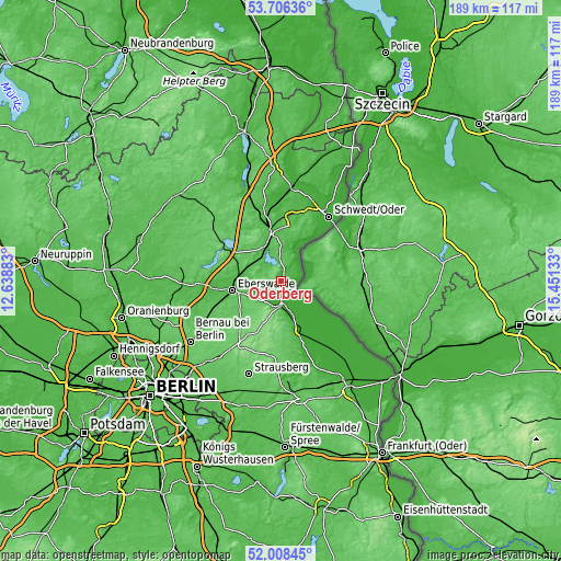 Topographic map of Oderberg