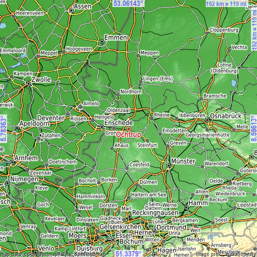 Topographic map of Ochtrup