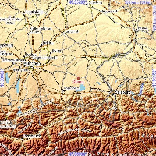 Topographic map of Obing