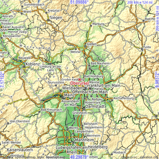 Topographic map of Oberursel