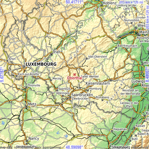 Topographic map of Oberthal