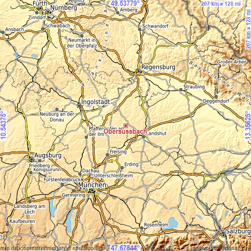 Topographic map of Obersüßbach