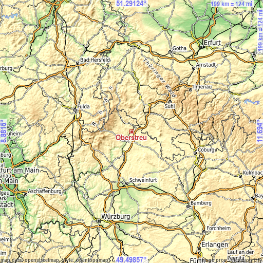 Topographic map of Oberstreu