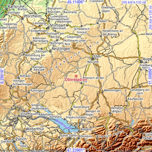 Topographic map of Oberstadion