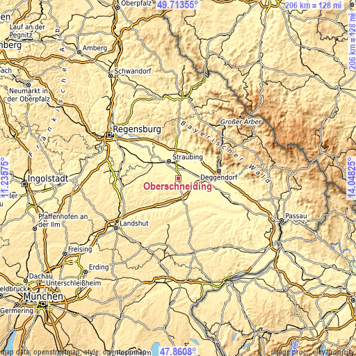 Topographic map of Oberschneiding