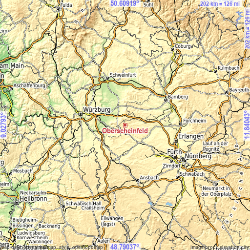 Topographic map of Oberscheinfeld