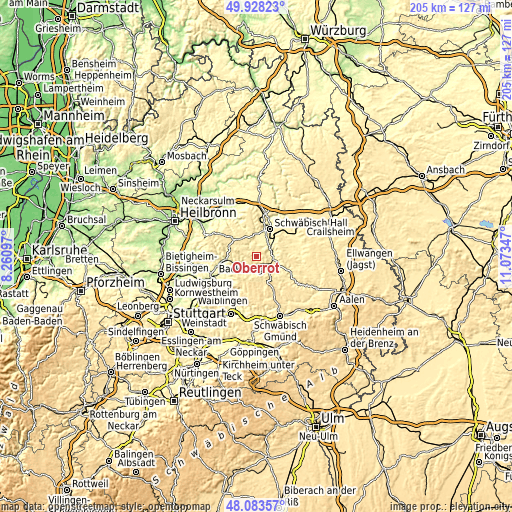 Topographic map of Oberrot