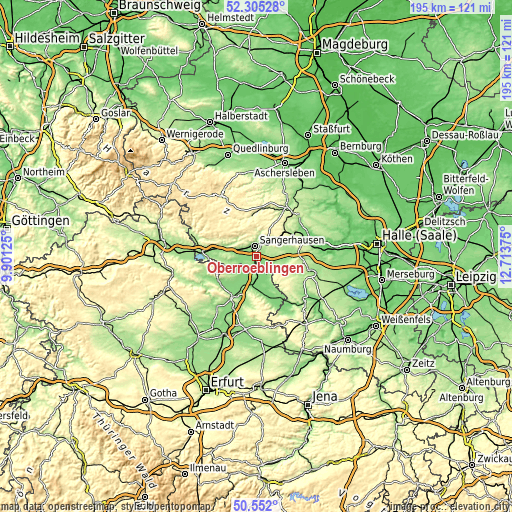 Topographic map of Oberröblingen