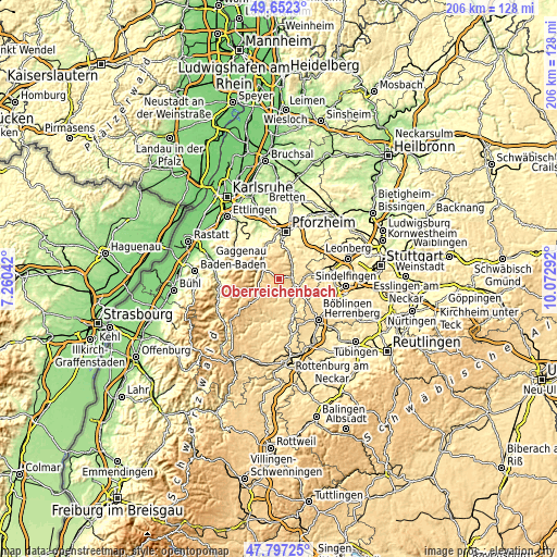 Topographic map of Oberreichenbach
