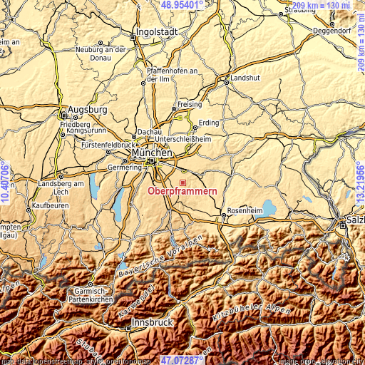 Topographic map of Oberpframmern