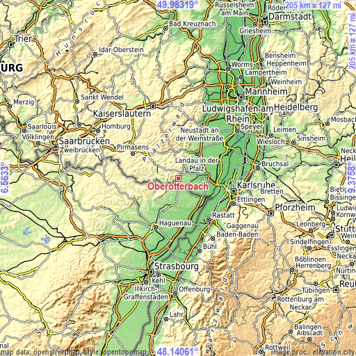 Topographic map of Oberotterbach