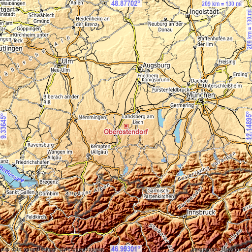 Topographic map of Oberostendorf