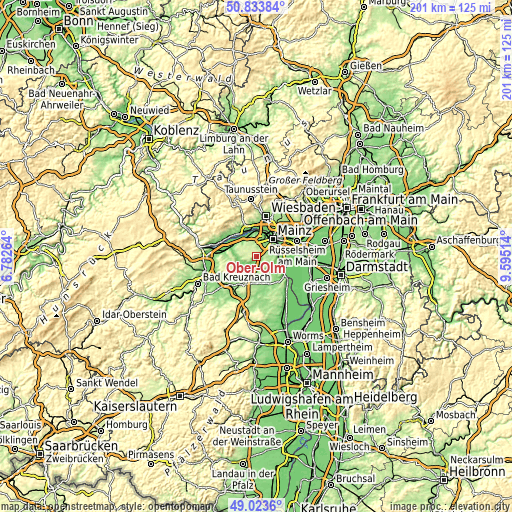 Topographic map of Ober-Olm