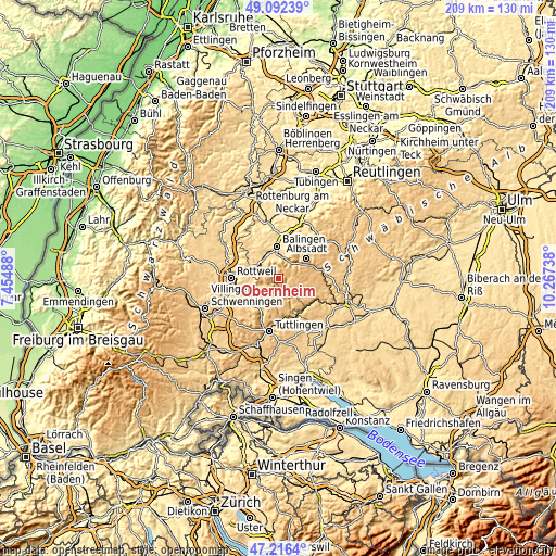 Topographic map of Obernheim