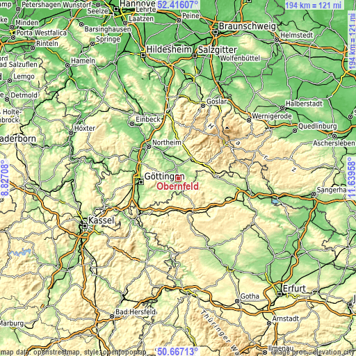 Topographic map of Obernfeld