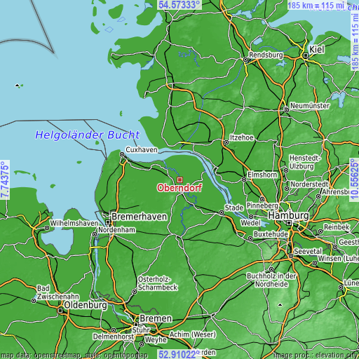 Topographic map of Oberndorf