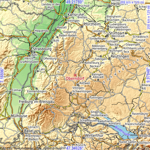 Topographic map of Oberndorf
