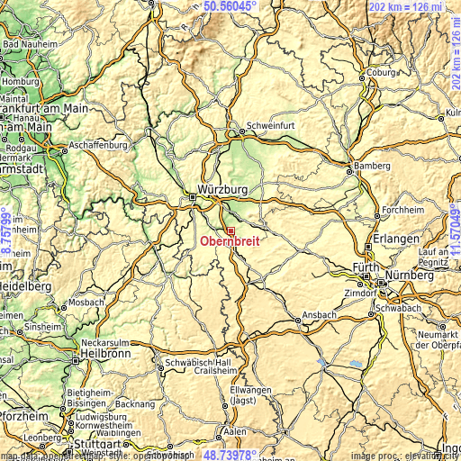 Topographic map of Obernbreit