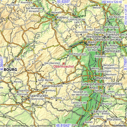 Topographic map of Obermoschel