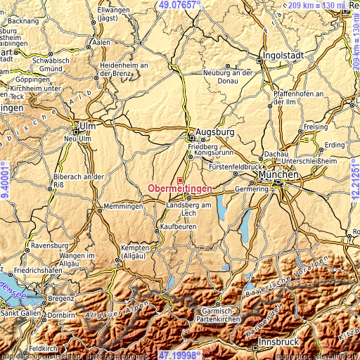 Topographic map of Obermeitingen