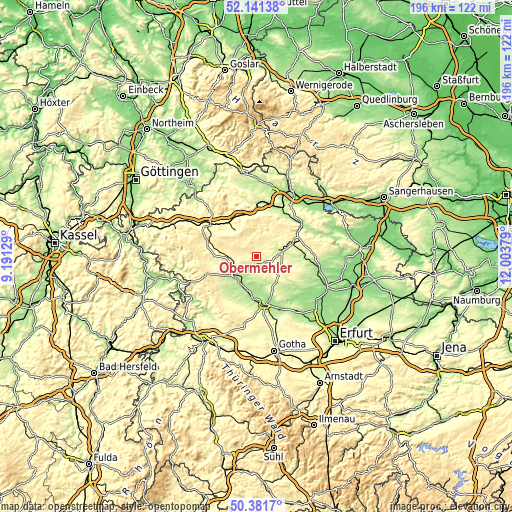 Topographic map of Obermehler