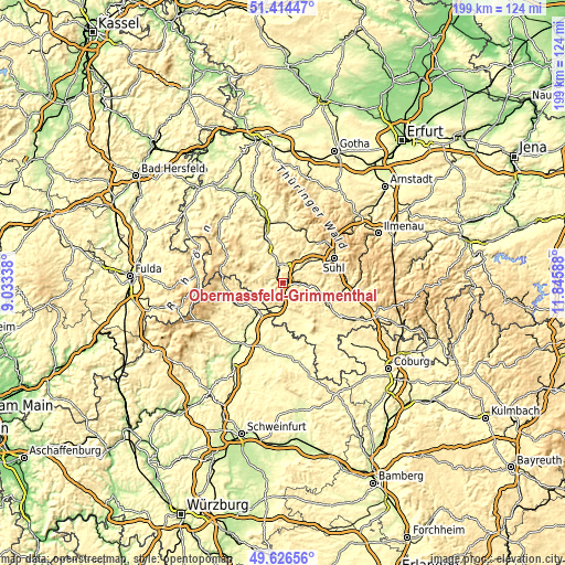 Topographic map of Obermaßfeld-Grimmenthal