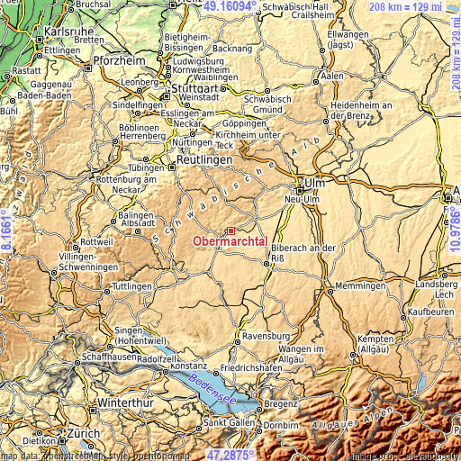 Topographic map of Obermarchtal