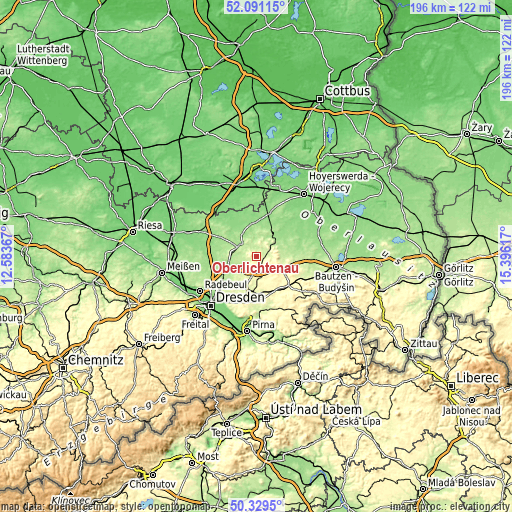 Topographic map of Oberlichtenau