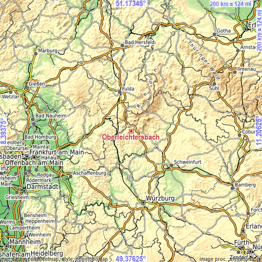 Topographic map of Oberleichtersbach