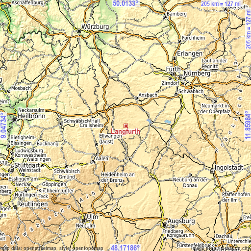 Topographic map of Langfurth