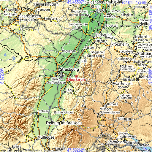 Topographic map of Oberkirch