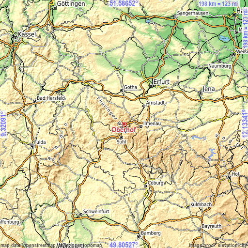 Topographic map of Oberhof