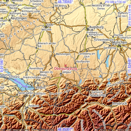 Topographic map of Obergünzburg