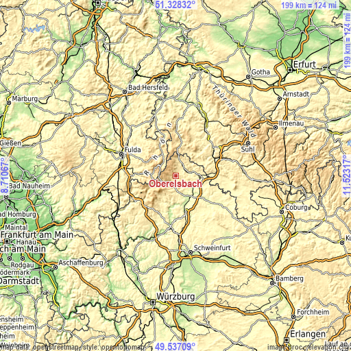 Topographic map of Oberelsbach