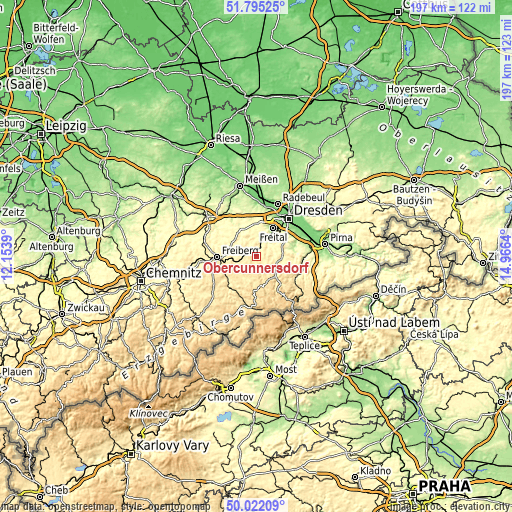 Topographic map of Obercunnersdorf