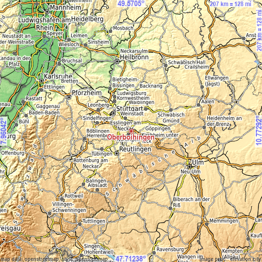 Topographic map of Oberboihingen
