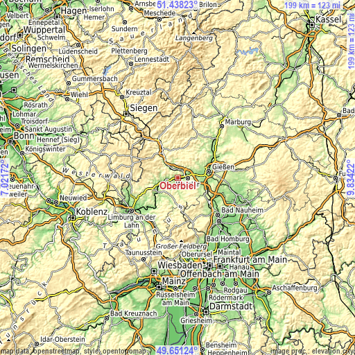 Topographic map of Oberbiel