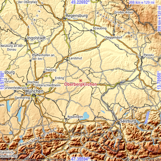 Topographic map of Oberbergkirchen